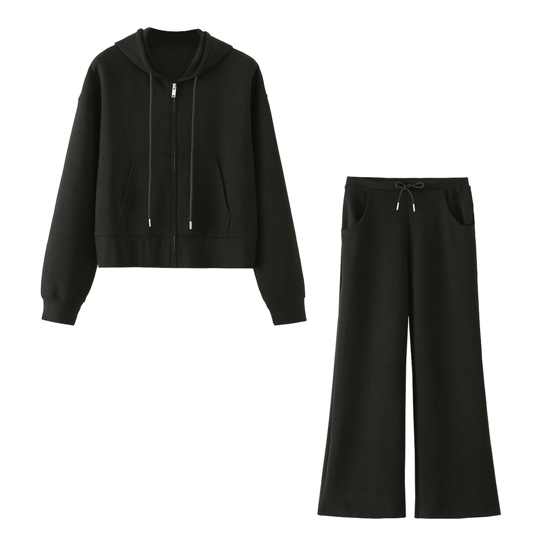Damen Weite Lounge-Hose mit hohem Bund, Tunnelzug und Eingrifftaschen Drune