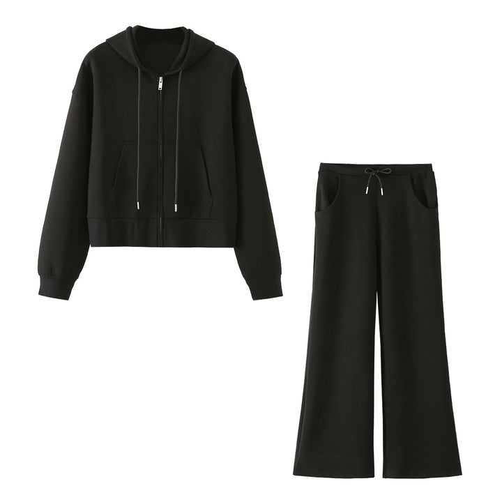 Damen Weite Lounge-Hose mit hohem Bund, Tunnelzug und Eingrifftaschen Drune