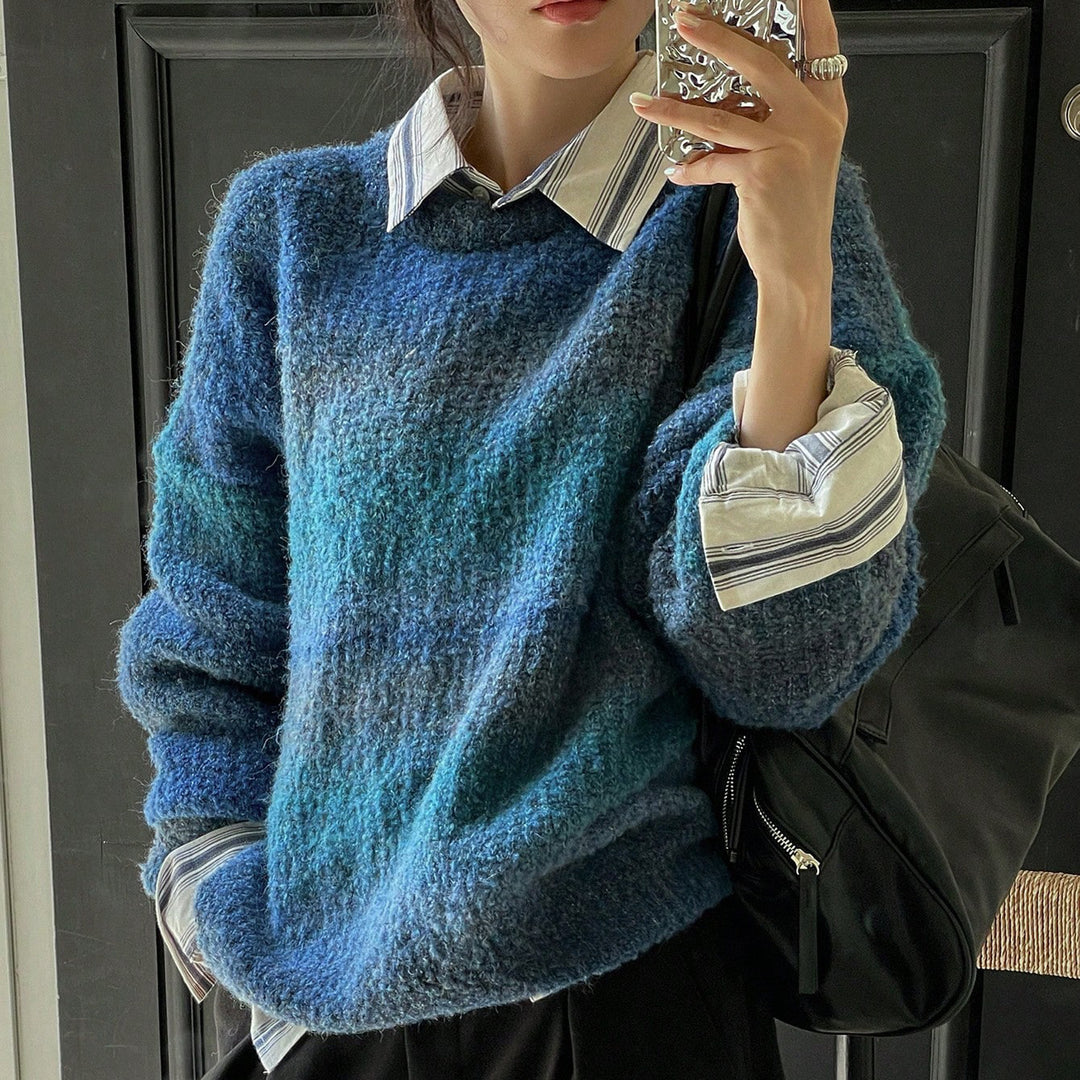 Damen lässiger Strickpullover mit einzigartiger Textur und weitem Schnitt Drune