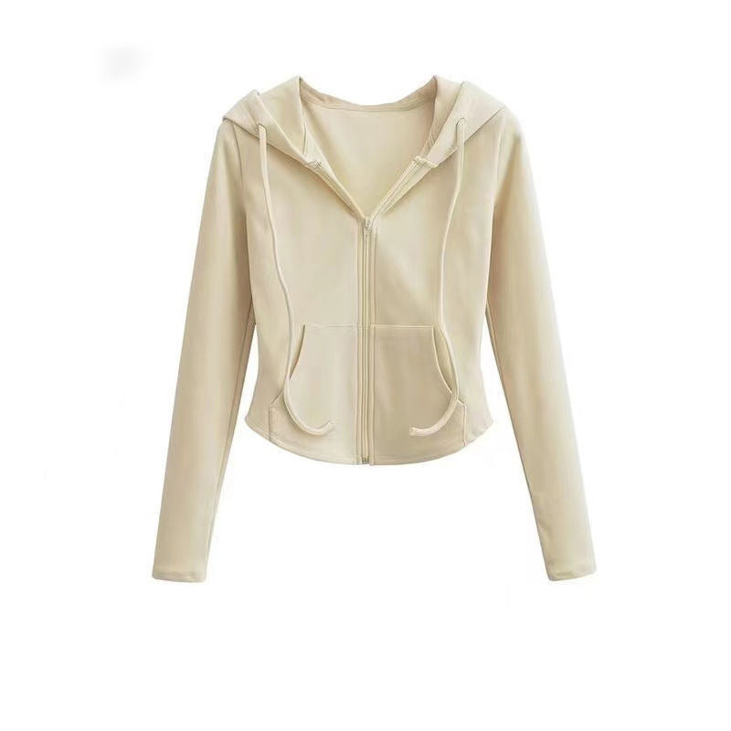 Damen sportliche Kapuzenjacke mit Reißverschluss und gemütlichem Schnitt Drune