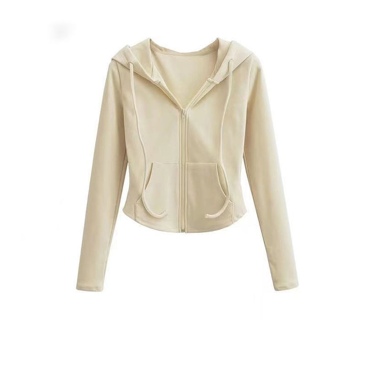 Damen sportliche Kapuzenjacke mit Reißverschluss und gemütlichem Schnitt Drune