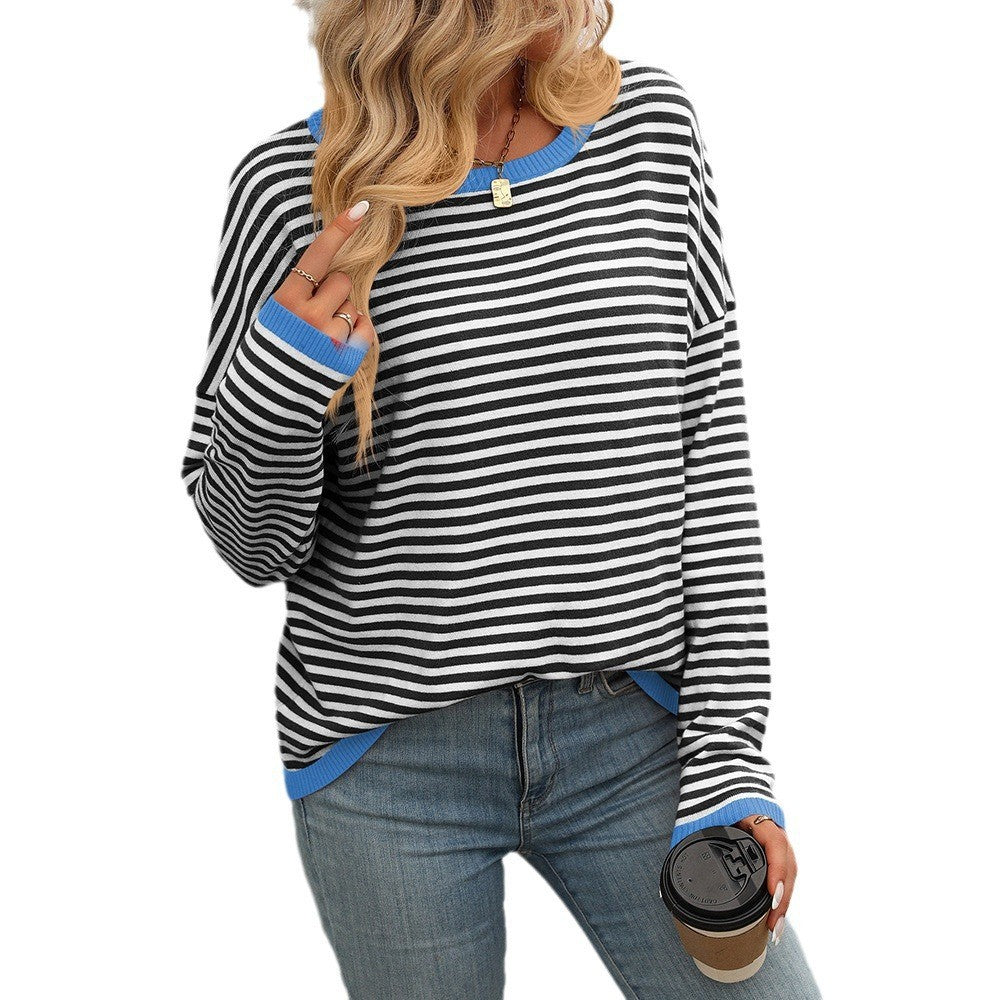Damen lässiger gestreifter Pullover Drune