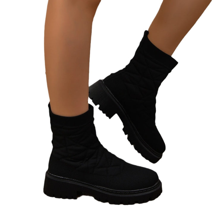 Damen Modische Stiefel mit strukturiertem Obermaterial und rutschfester Profilsohle Drune