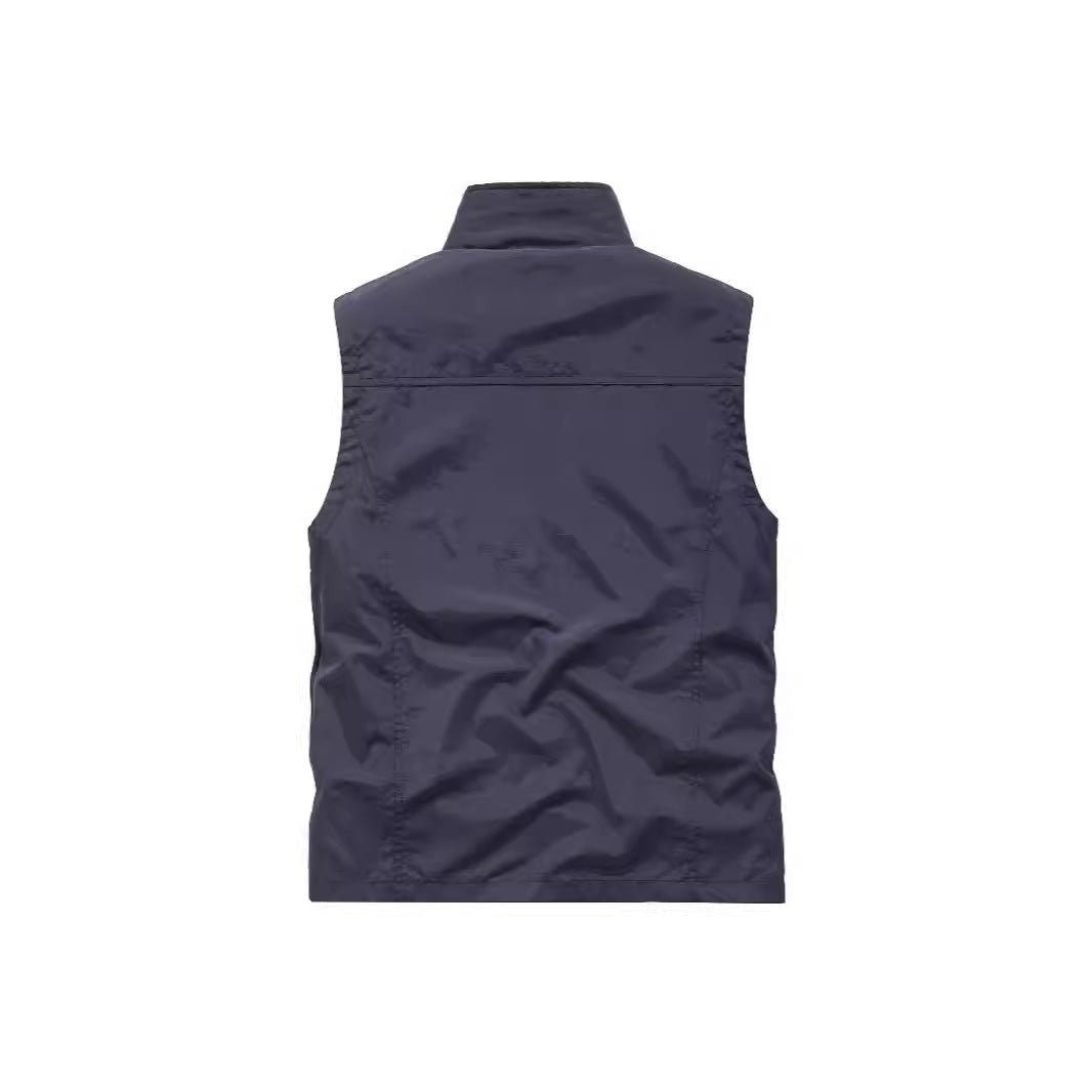 Herren Angler- und Reiseweste mit perforiertem Innenfutter, verdeckten Reißverschlusstaschen und verstellbarem Saum Drune