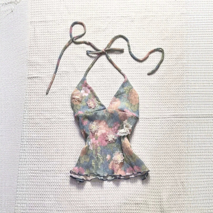 Damen zartes Sommer-Top mit floralen Details Drune