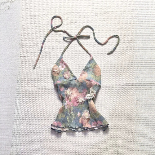 Damen zartes Sommer-Top mit floralen Details Drune