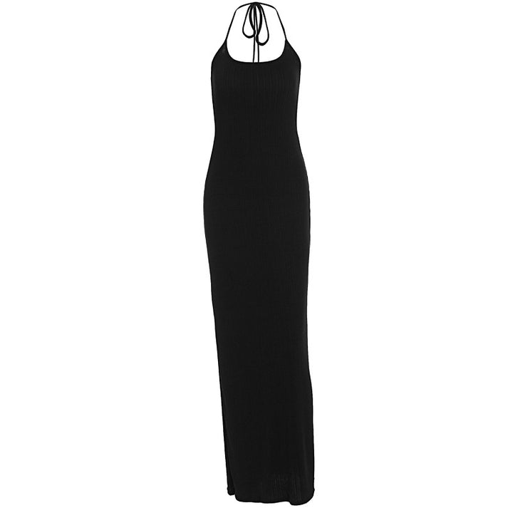 Damen elegantes Maxi-Kleid mit schmeichelndem Schnitt und raffiniertem Halterneck Drune