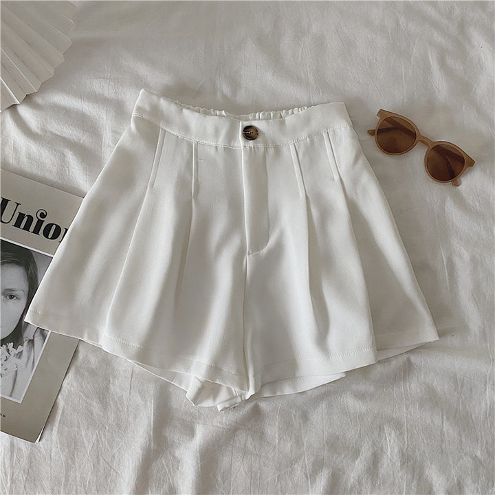 Damen elegante Shorts mit Faltenwurf und Knopfdetail