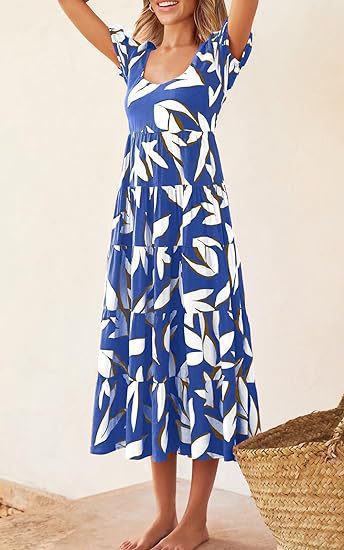 Damen Maxikleid mit Rüschendesign und floralem Muster Drune