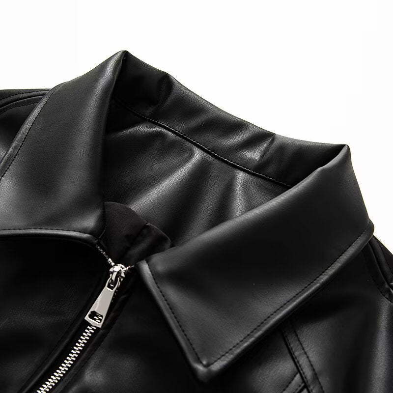 Damen modische Lederjacke mit elastischem Bund Drune
