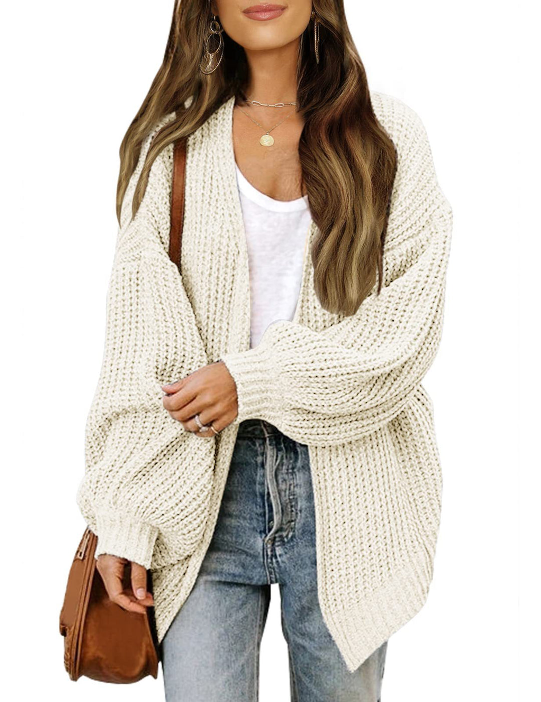Damen Grobstrickjacke mit lässigem Schnitt und überschnittenen Schultern Drune