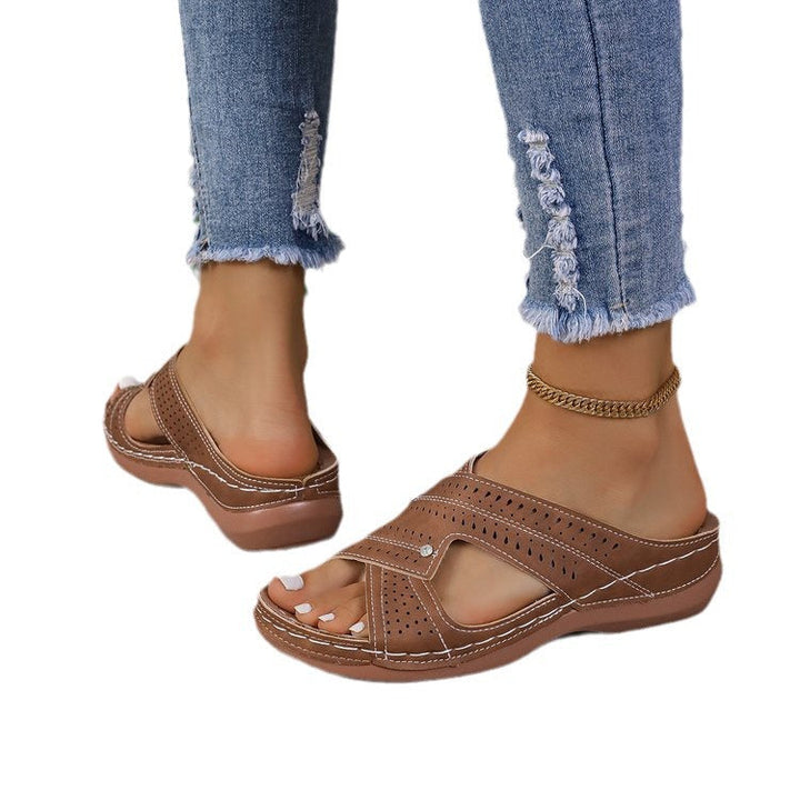 Damen Komfortsandalen mit atmungsaktivem Obermaterial und modischen Riemen Drune