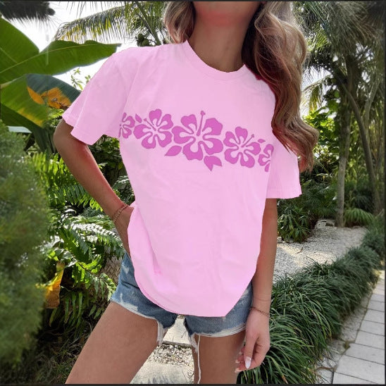 Damen T-Shirt mit floralem Grafikdruck Drune