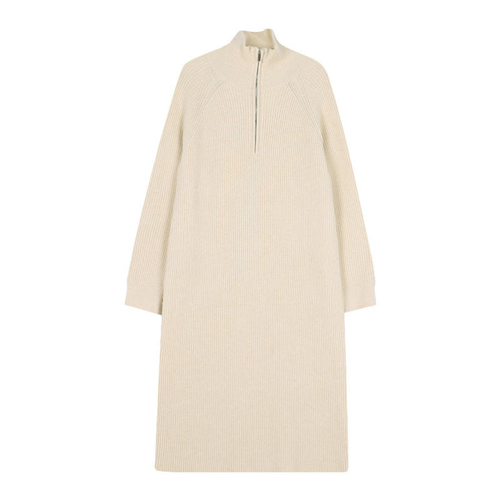 Damen Strickkleid mit hochständigem Kragen und Reißverschluss Drune