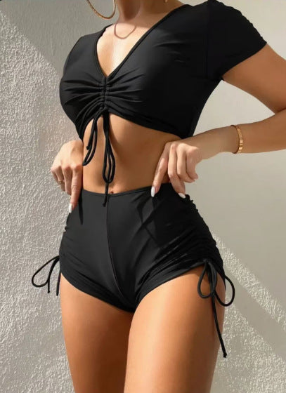 Damen Sportliches Bikiniset mit modischer Raffung Drune