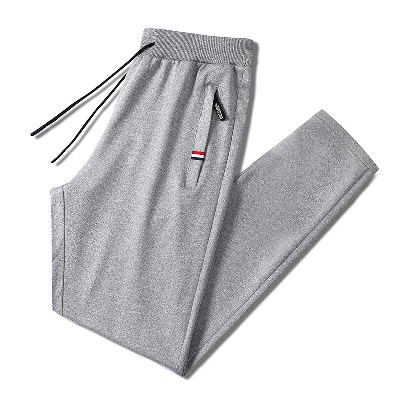 Herren Slim-Fit Jogginghose mit elastischem Rippbund, Kordelzug und Reißverschlusstaschen Drune