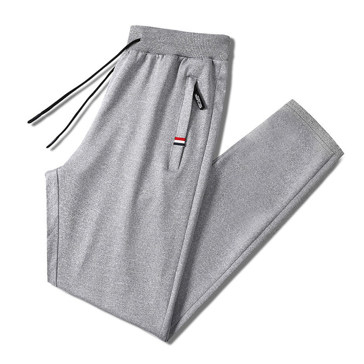 Herren Slim-Fit Jogginghose mit elastischem Rippbund, Kordelzug und Reißverschlusstaschen Drune