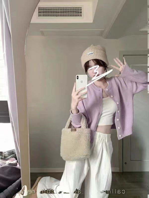 Damen weiche Strickjacke mit feinen Knöpfen und modernem Schnitt Drune