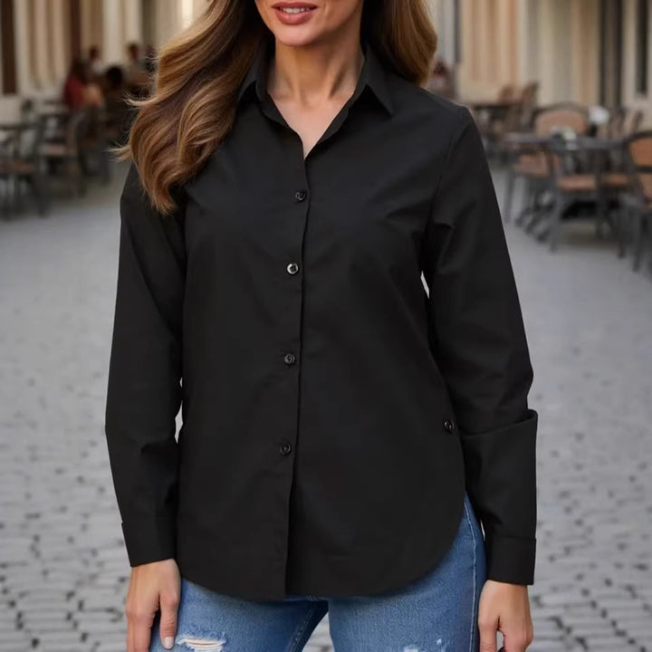 Damen Elegante Baumwollbluse mit Knopfdetails