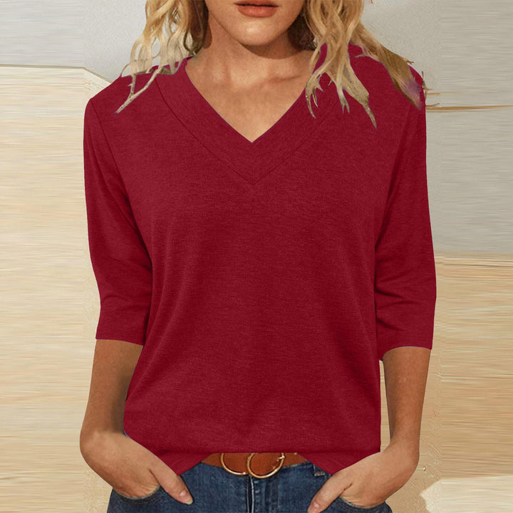 Damen V-Ausschnitt Shirt mit 3/4-Ärmeln Drune