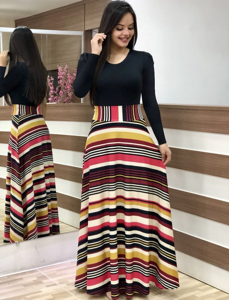 Damen Fließender Maxirock mit hoher Taille und großem Blumenprint Drune