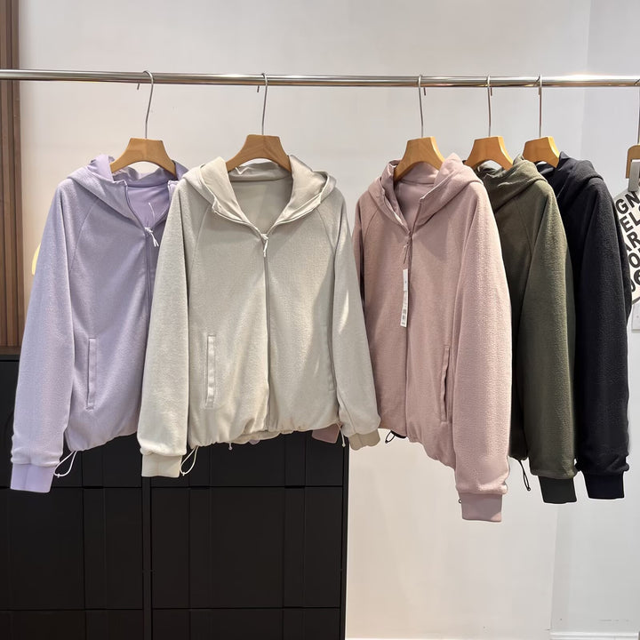 Damen fürdiferente Fleecejacke mit Kapuze Drune