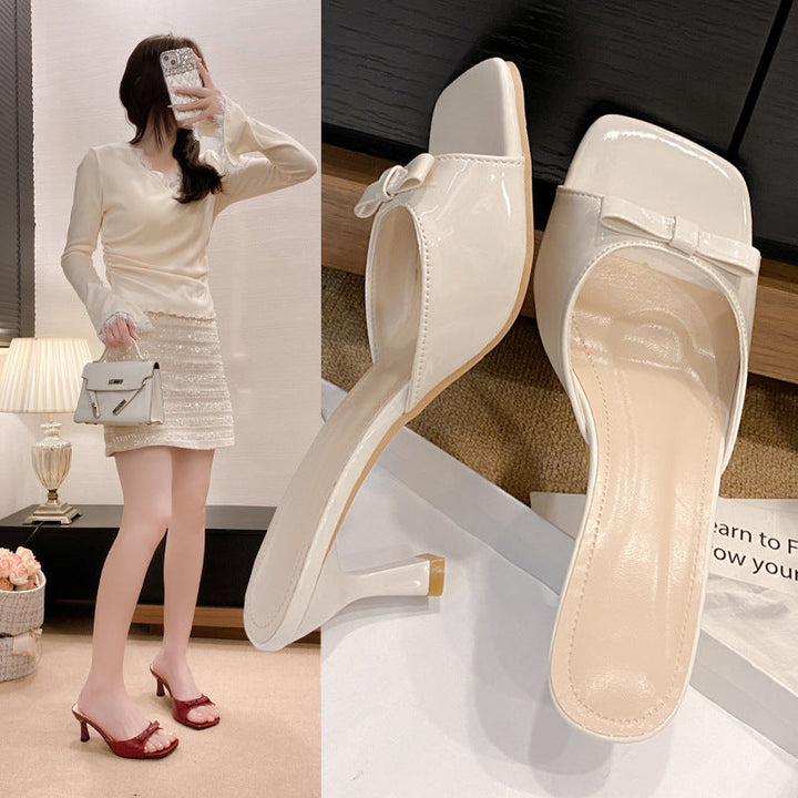Damen elegante Absatzsandalen mit modischer Schleifenapplikation Drune