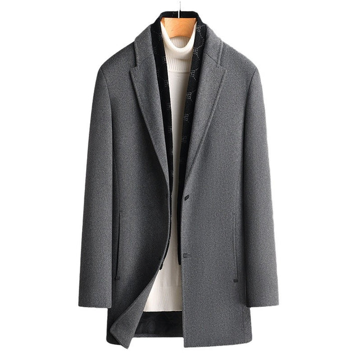 Herren Eleganter einreihiger Wollmix-Übermantel mit schmaler Silhouette Drune