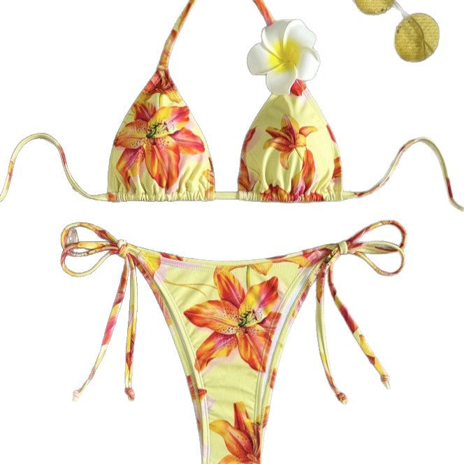 Damen Triangel-Bikini-Set mit floralen Akzenten Drune