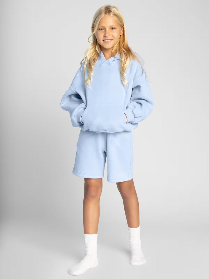 Damen Sportliches Kurzarm-Set mit Kapuze und bequemen Shorts Drune