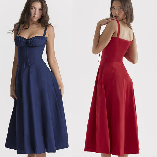 Damen Maxikleid mit gerafftem Oberteil und elegantem Schnitt Drune