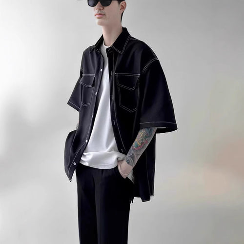 Herren Modisches Oversized Kurzarm-Hemd Drune
