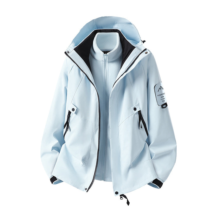 Herren Zwei-in-eins Wetterschutzjacke mit abnehmbarer Steppweste und verstellbarer Kapuze Drune