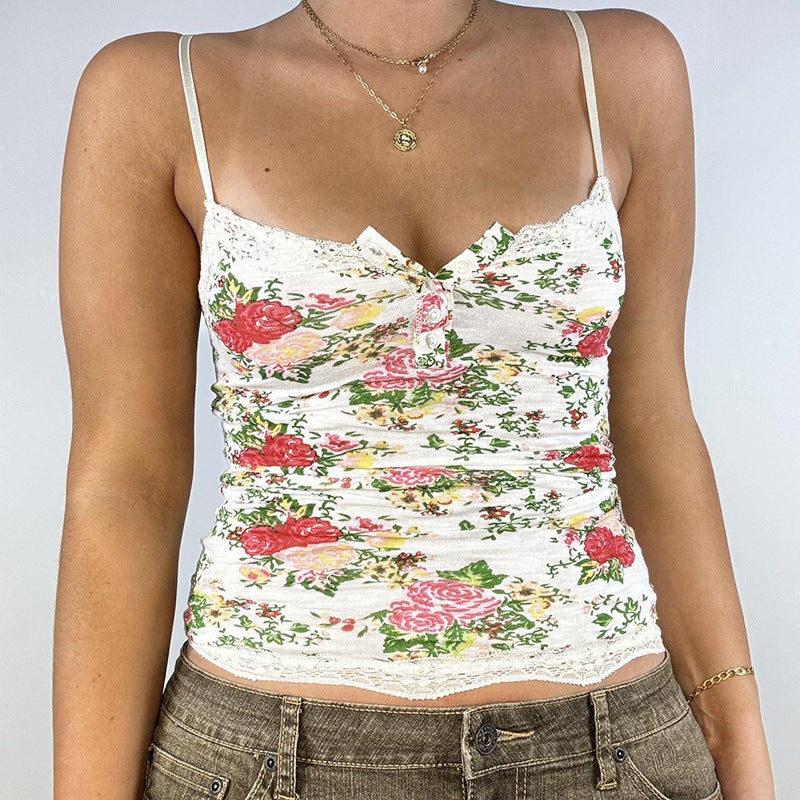 Damen Spitzen-Ärmeloberteil mit floralem Design Drune