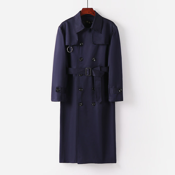 Herren Doppelreihiger Leichter Trenchcoat mit Taillengürtel Drune