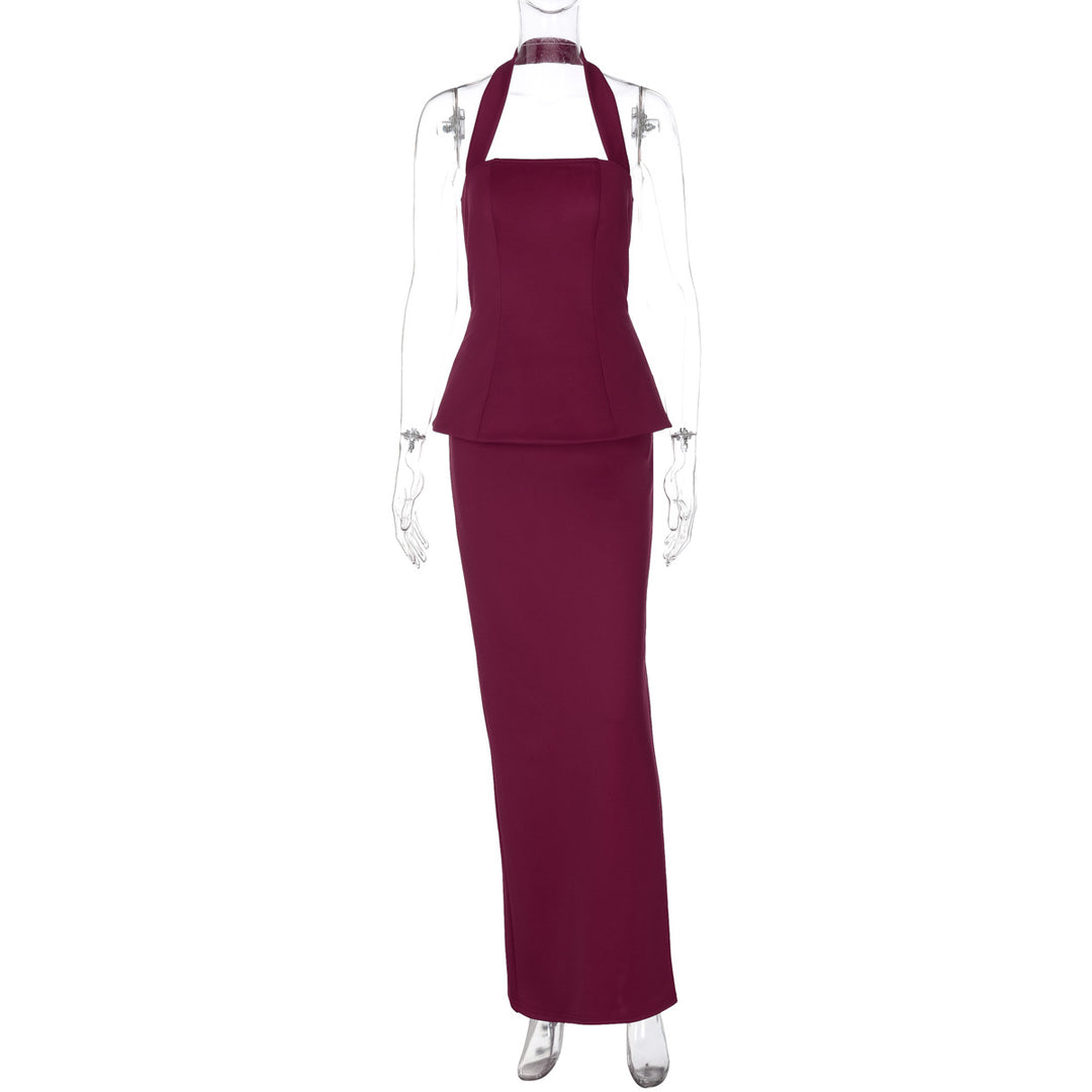 Damen Elegantes Maxikleid mit schmalem Schnitt und quadratischem Ausschnitt Drune