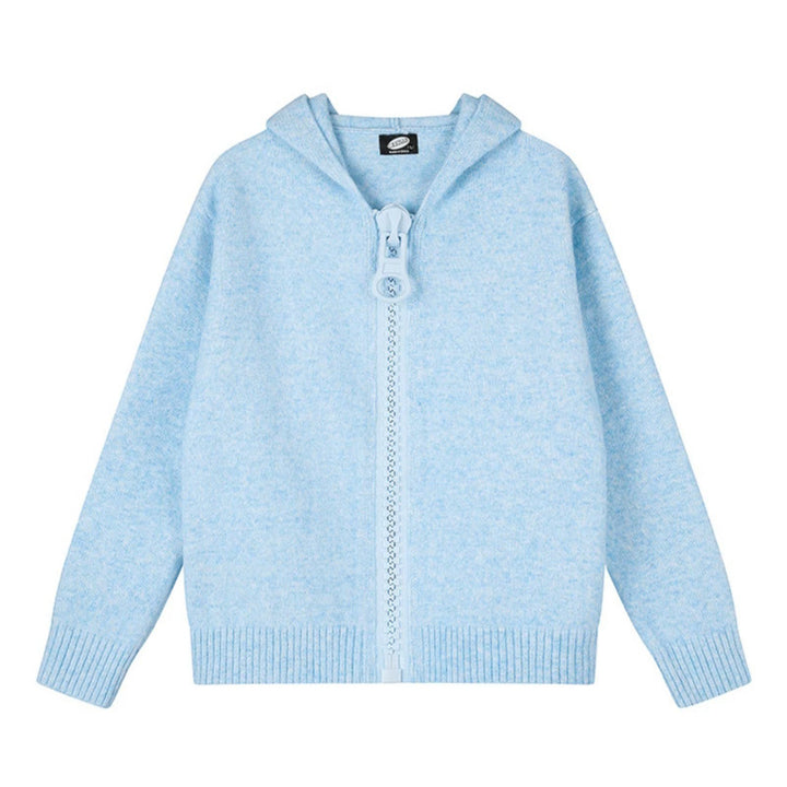 Damen Kapuzen-Strickjacke mit übergroßem Reißverschluss und softem Mohair-Mix Drune