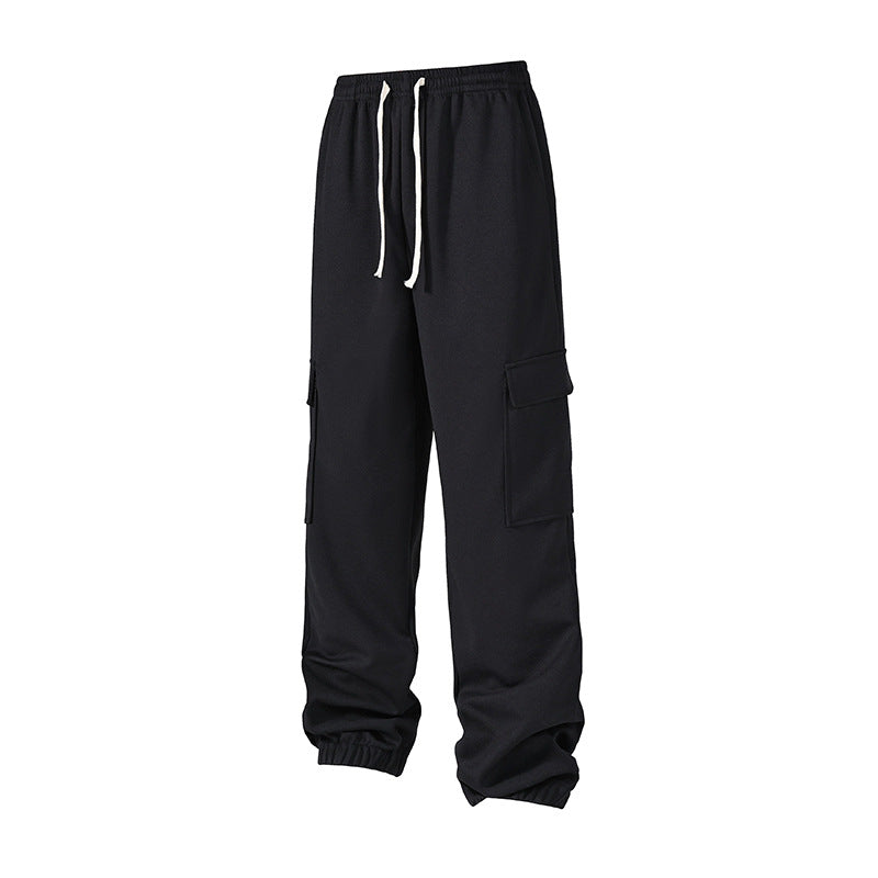 Herren lockere Cargo-Jogginghose mit elastischem Bund, Kordelzug und aufgesetzten Klappentaschen Drune