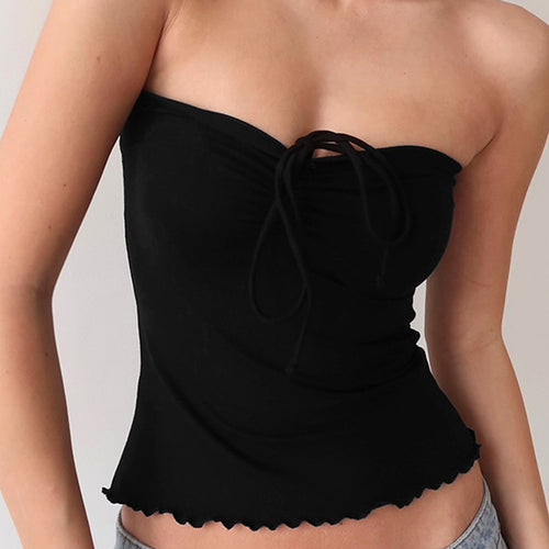 Damen Bandeau-Top mit zarten Rüschendetails und verstellbaren Trägern Drune