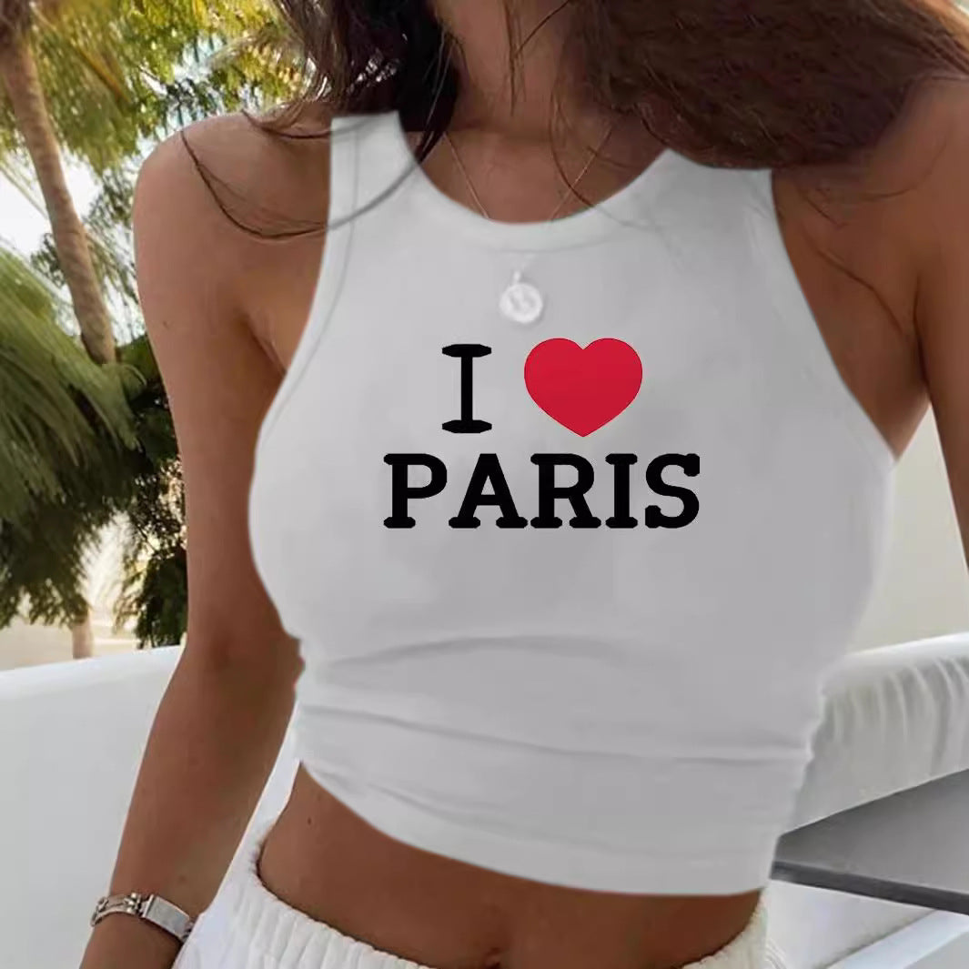 Damen Crop-Top mit modernem Grafikdruck und trendiger Schnalle Drune