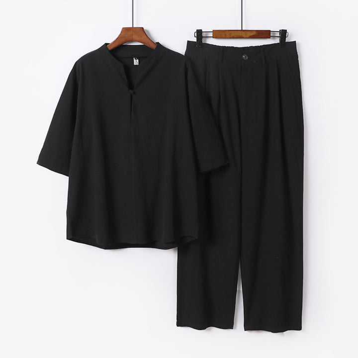 Herren Zweiteiliges Leichtes Freizeitset mit Stehkragen und elastischer Bundhose Drune