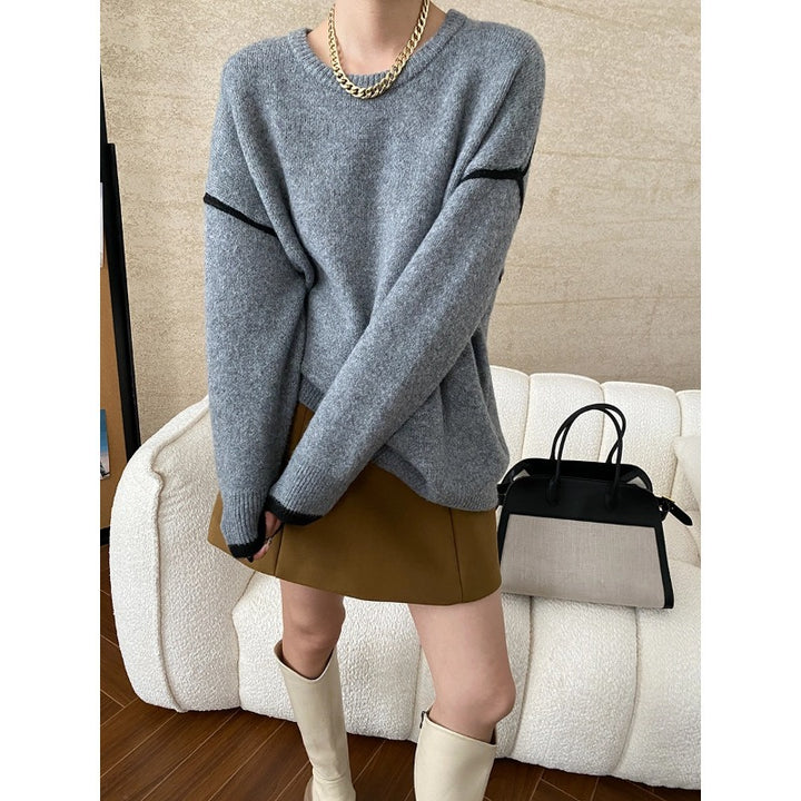 Damen eleganter Pullover mit strukturiertem Schnitt und moderner Akzent Drune