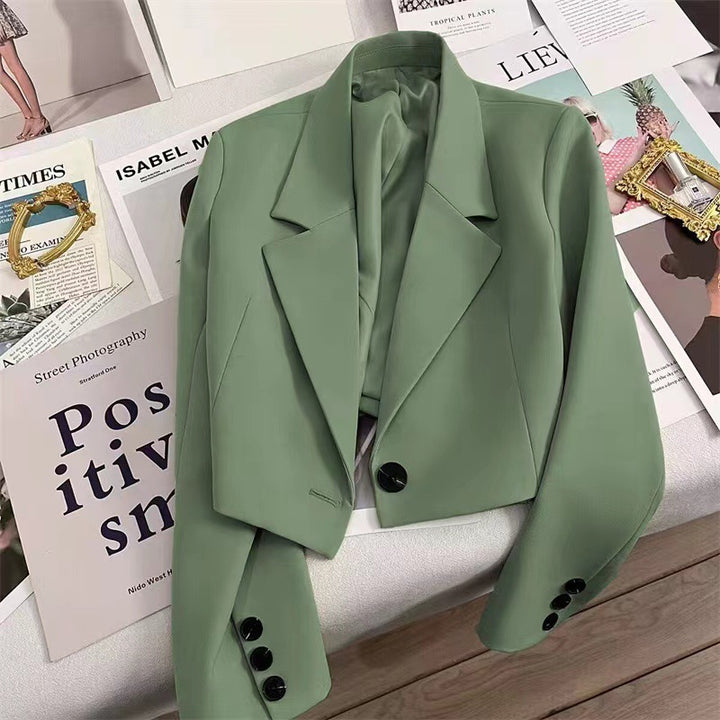 Damen nan kurzer taillierter Blazer mit markantem Revers und Ein-Knopf-Verschluss Drune