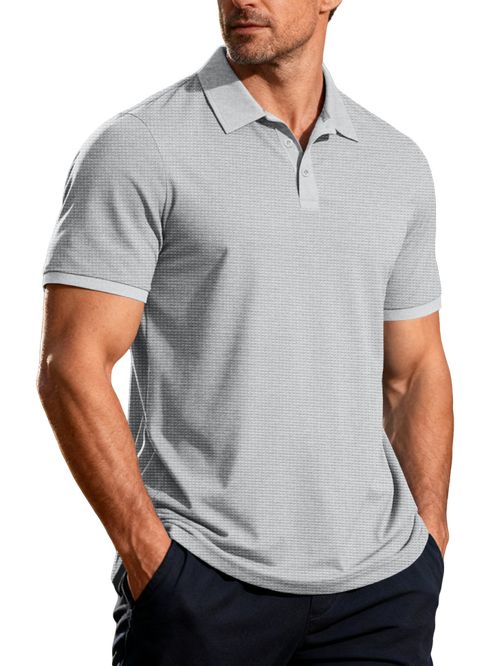 Herren nan strukturiertes Piqué-Kurzarm-Poloshirt mit Hemdkragen Drune