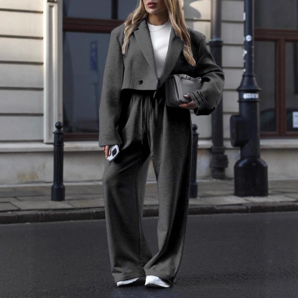 Damen lässiger Anzug im Oversized-Stil mit elastischem Bund Drune