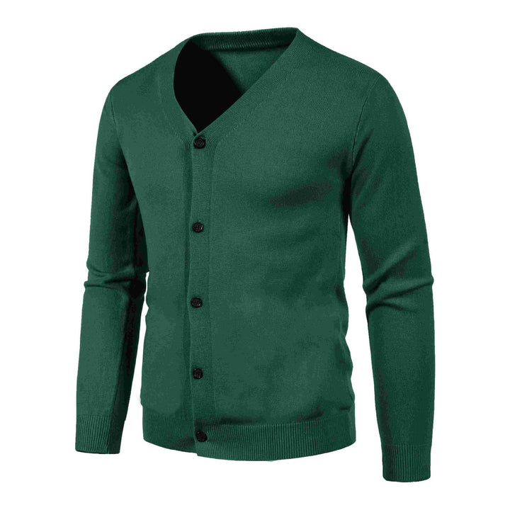 Herren Feinstrick-Cardigan mit V-Ausschnitt, schmaler Passform und Knopfleiste Drune