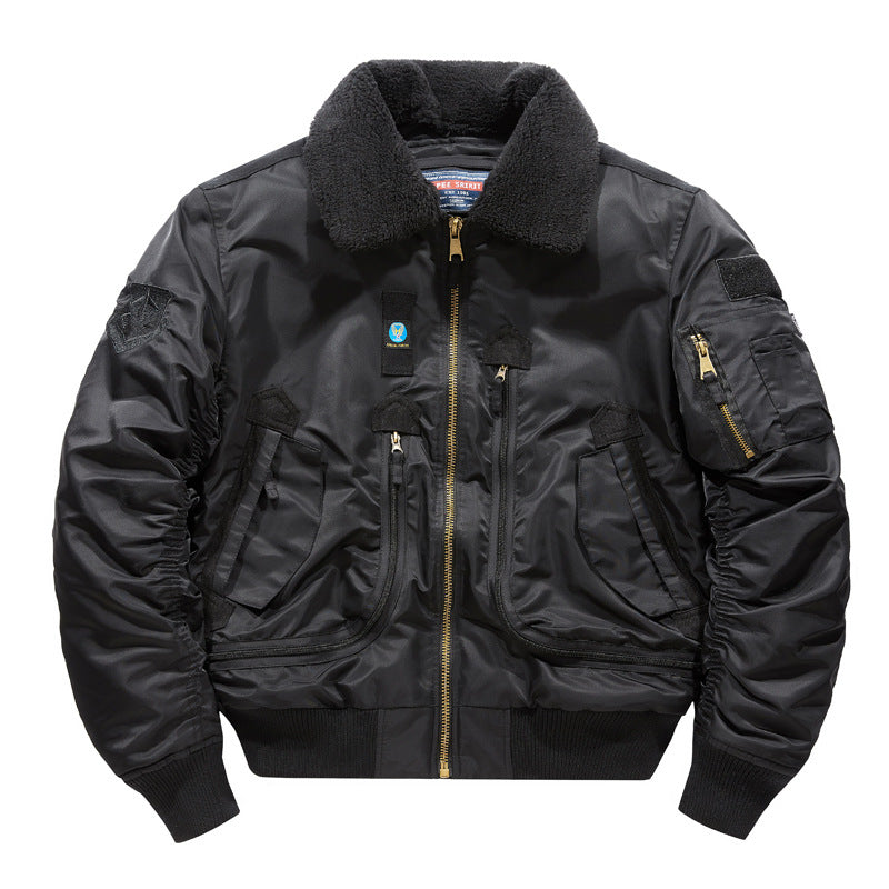 Herren Fliegerjacke mit Sherpa-Kragen und multifunktionalen Taschen Drune
