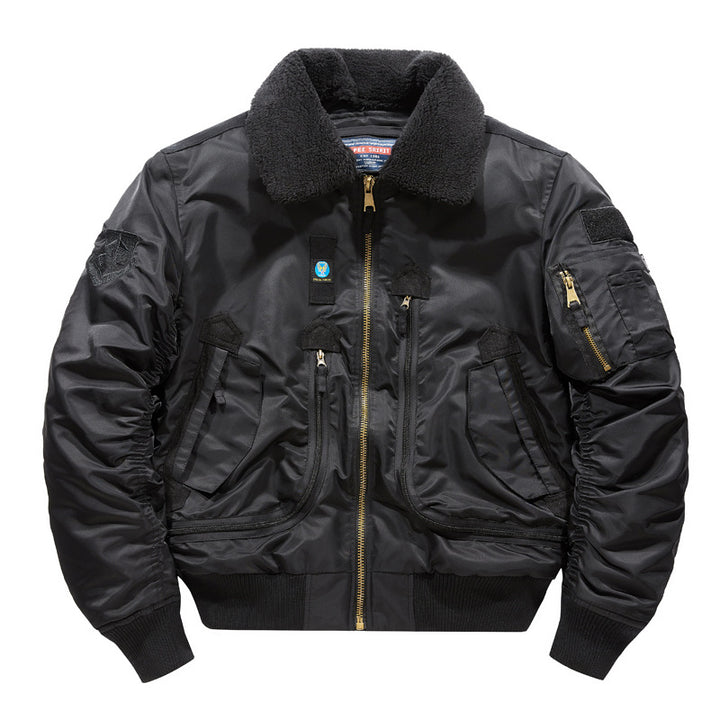 Herren Fliegerjacke mit Sherpa-Kragen und multifunktionalen Taschen Drune