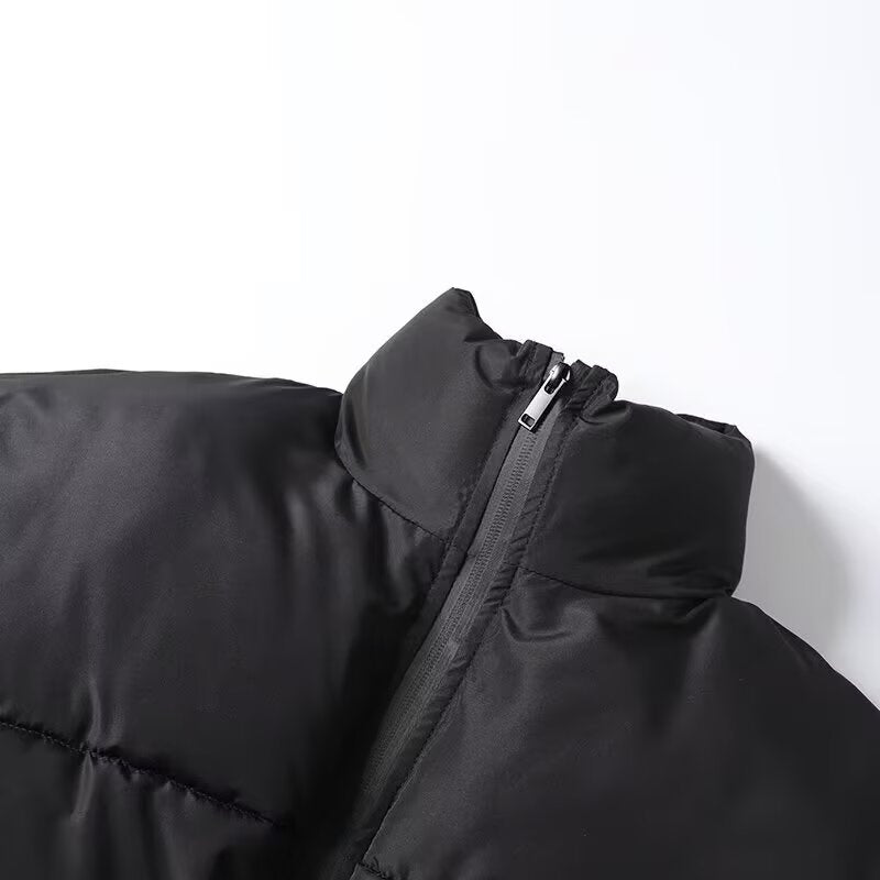 Damen Kurz geschnittene wattierte Pufferjacke im Bomberstil mit hohem Stehkragen und elastischem Bund Drune