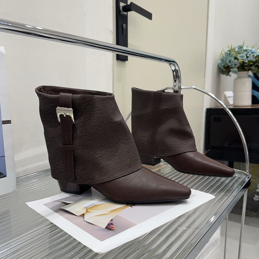 Damen Modische Stiefeletten mit elegantem Wickeldesign Drune